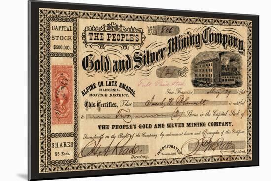 Gold and Silver Mining Company, c.1865-null-Mounted Art Print
