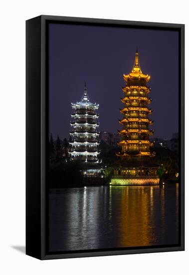 Gold and Silver Pagoda Evening Light, Guilin, China-Darrell Gulin-Framed Premier Image Canvas