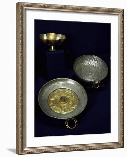 Gold and Silver Plates and Bowls of Undebaunded-null-Framed Giclee Print