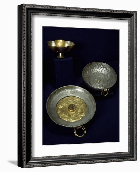 Gold and Silver Plates and Bowls of Undebaunded-null-Framed Giclee Print