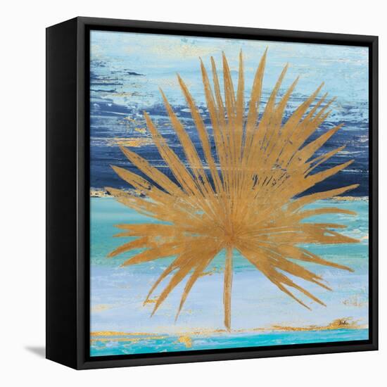 Gold and Teal Leaf Palm I-Patricia Pinto-Framed Stretched Canvas