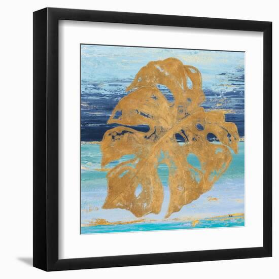 Gold and Teal Leaf Palm II-Patricia Pinto-Framed Art Print