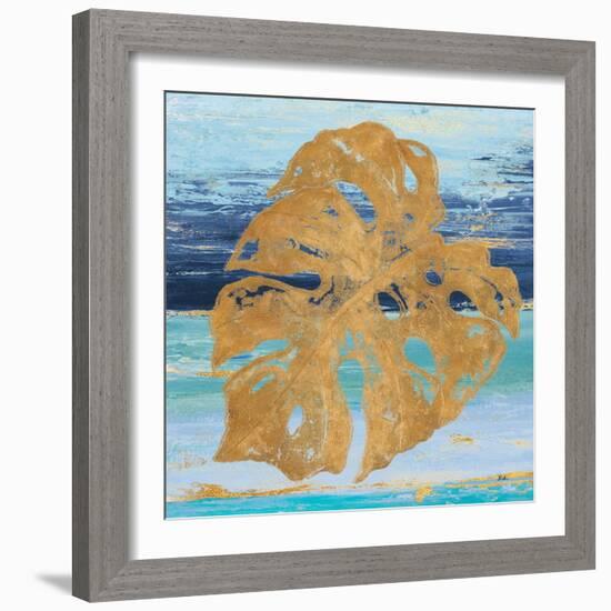 Gold and Teal Leaf Palm II-Patricia Pinto-Framed Art Print