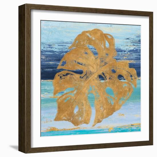 Gold and Teal Leaf Palm II-Patricia Pinto-Framed Art Print