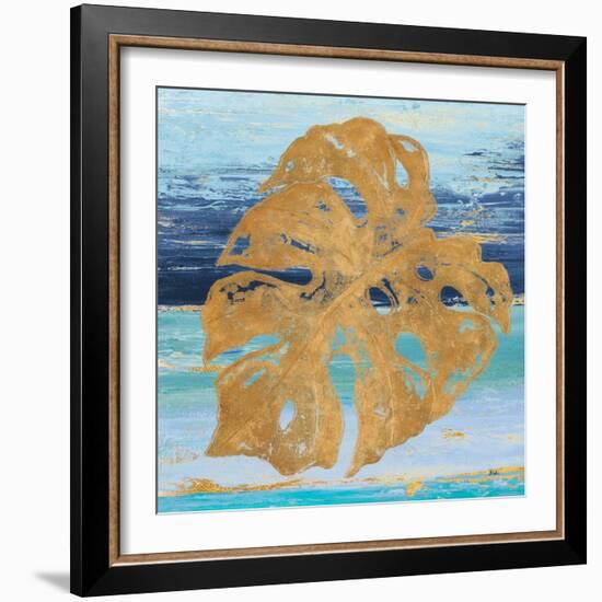 Gold and Teal Leaf Palm II-Patricia Pinto-Framed Art Print