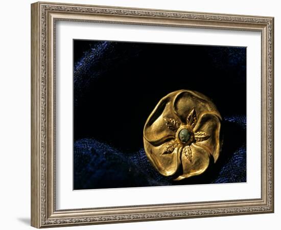 Gold Artifact from Tillya Tepe Find, Six Tombs of Bactrian Nomads, Afghanistan-Kenneth Garrett-Framed Photographic Print