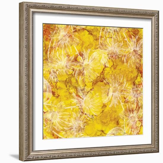 Gold Background with White Floral-Bee Sturgis-Framed Art Print