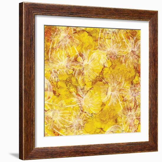 Gold Background with White Floral-Bee Sturgis-Framed Art Print