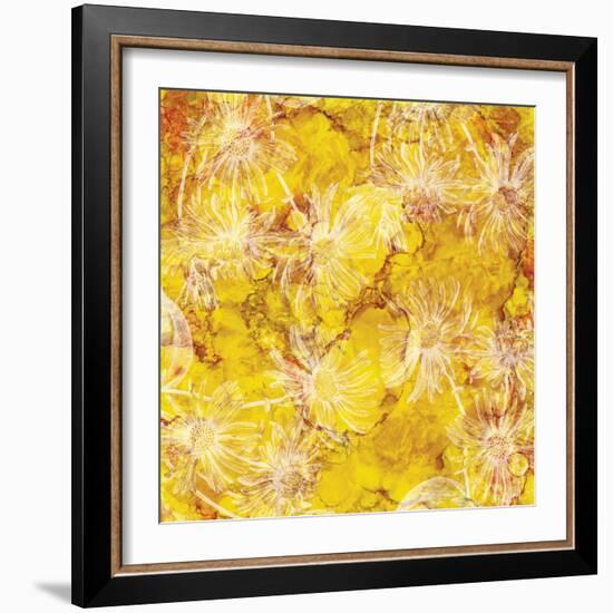 Gold Background with White Floral-Bee Sturgis-Framed Art Print