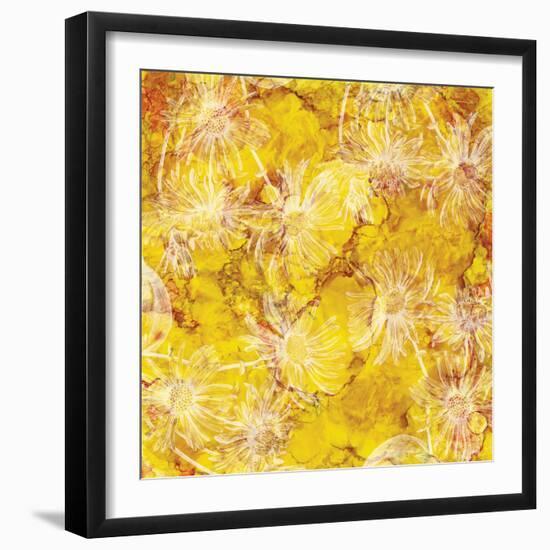 Gold Background with White Floral-Bee Sturgis-Framed Art Print