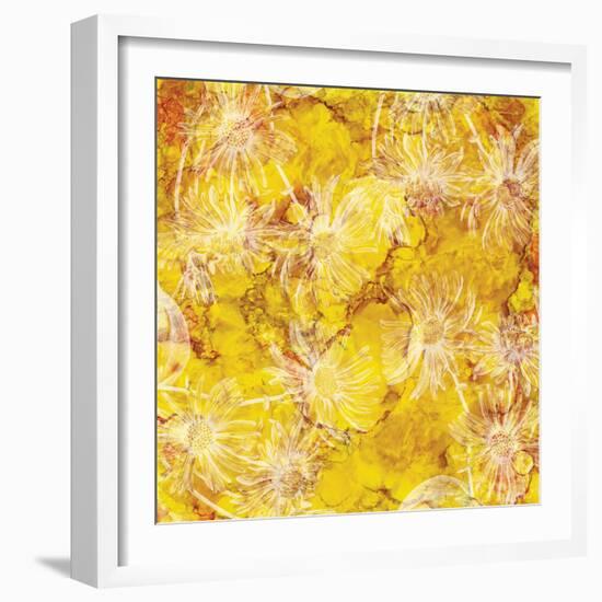 Gold Background with White Floral-Bee Sturgis-Framed Art Print