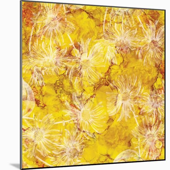 Gold Background with White Floral-Bee Sturgis-Mounted Art Print