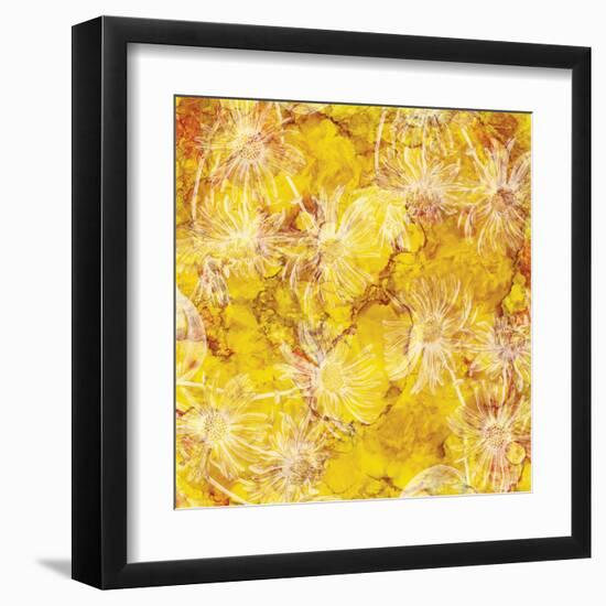 Gold Background with White Floral-Bee Sturgis-Framed Art Print