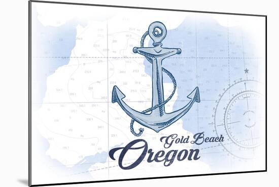 Gold Beach, Oregon - Anchor - Blue - Coastal Icon-Lantern Press-Mounted Art Print