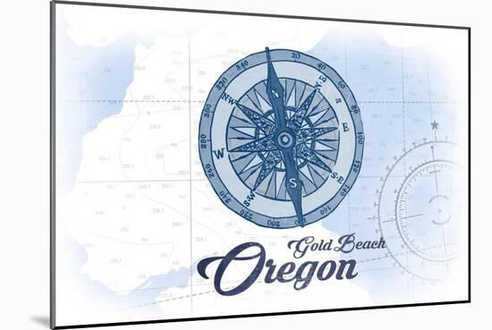 Gold Beach, Oregon - Compass - Blue - Coastal Icon-Lantern Press-Mounted Art Print