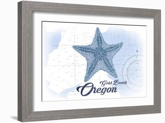 Gold Beach, Oregon - Starfish - Blue - Coastal Icon-Lantern Press-Framed Art Print
