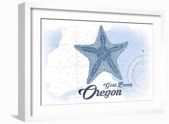 Gold Beach, Oregon - Starfish - Blue - Coastal Icon-Lantern Press-Framed Art Print