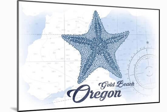 Gold Beach, Oregon - Starfish - Blue - Coastal Icon-Lantern Press-Mounted Art Print