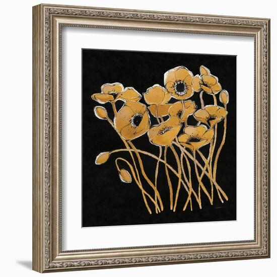 Gold Black Line Poppies I v2-Shirley Novak-Framed Art Print