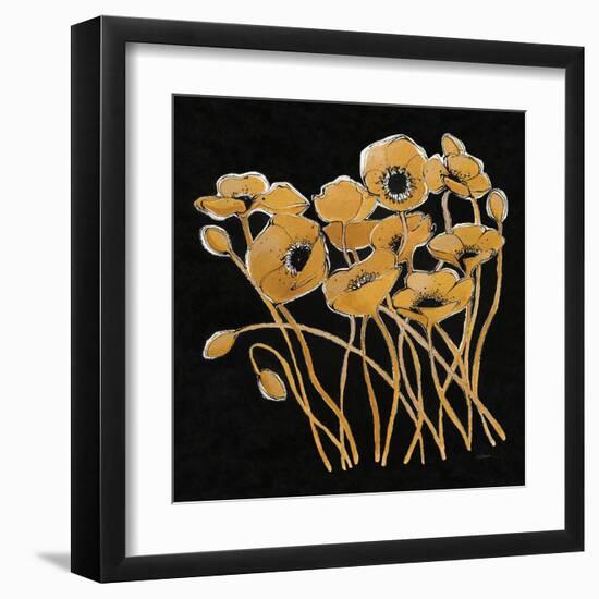 Gold Black Line Poppies I v2-Shirley Novak-Framed Art Print