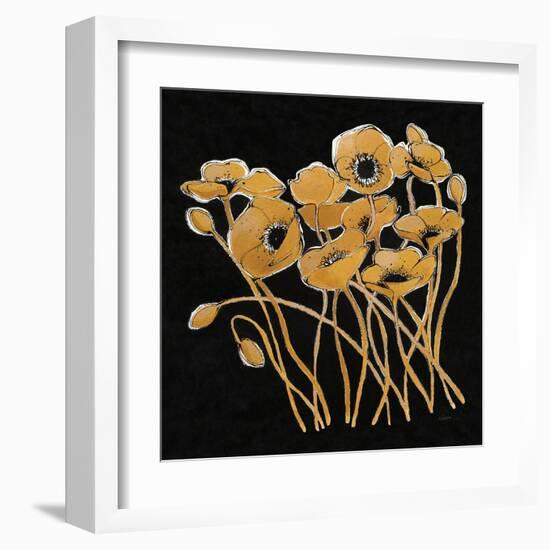 Gold Black Line Poppies I v2-Shirley Novak-Framed Art Print