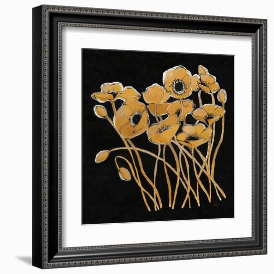 Gold Black Line Poppies I v2-Shirley Novak-Framed Art Print