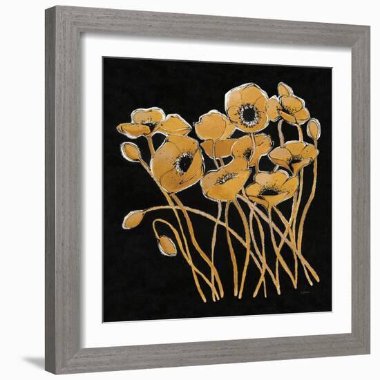 Gold Black Line Poppies I v2-Shirley Novak-Framed Art Print