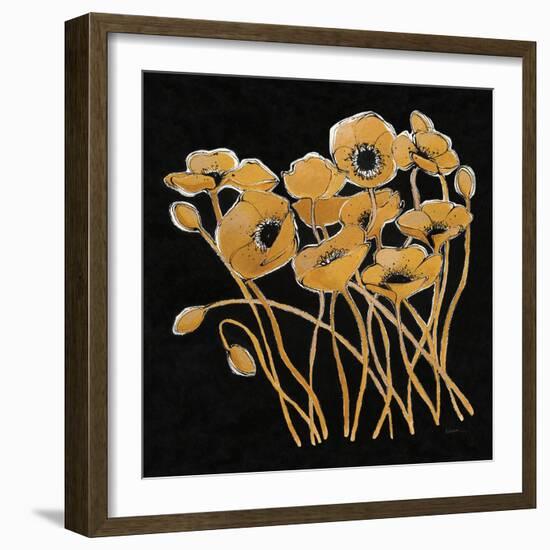 Gold Black Line Poppies I v2-Shirley Novak-Framed Art Print