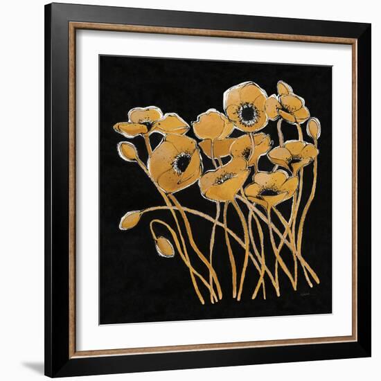 Gold Black Line Poppies I v2-Shirley Novak-Framed Art Print