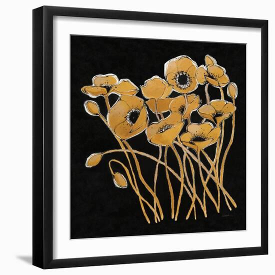 Gold Black Line Poppies I v2-Shirley Novak-Framed Art Print