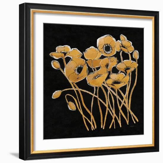 Gold Black Line Poppies I v2-Shirley Novak-Framed Art Print