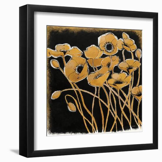 Gold Black Line Poppies I-Shirley Novak-Framed Art Print