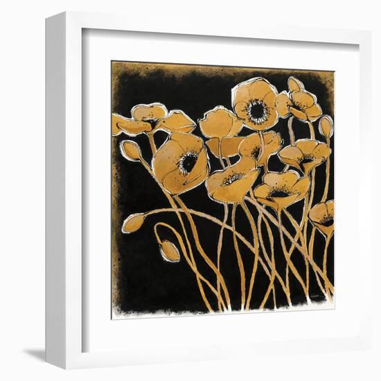Gold Black Line Poppies I-Shirley Novak-Framed Art Print