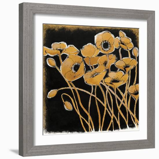 Gold Black Line Poppies I-Shirley Novak-Framed Art Print