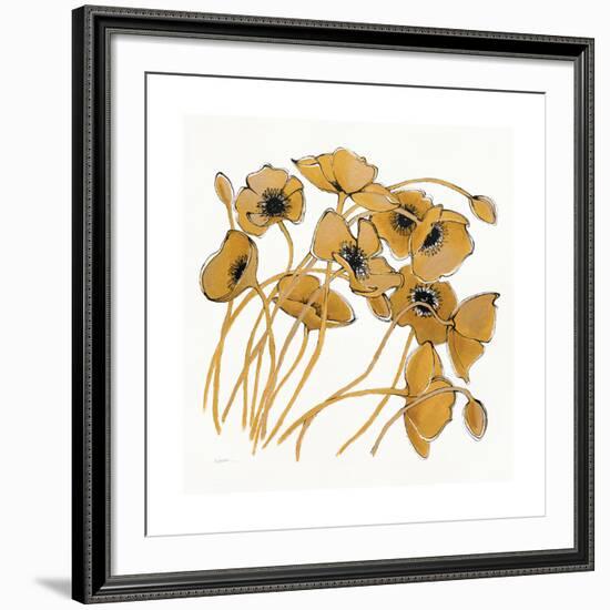 Gold Black Line Poppies II-Shirley Novak-Framed Art Print