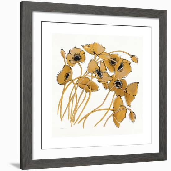 Gold Black Line Poppies II-Shirley Novak-Framed Art Print