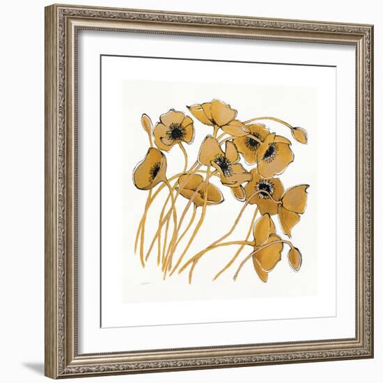 Gold Black Line Poppies II-Shirley Novak-Framed Art Print