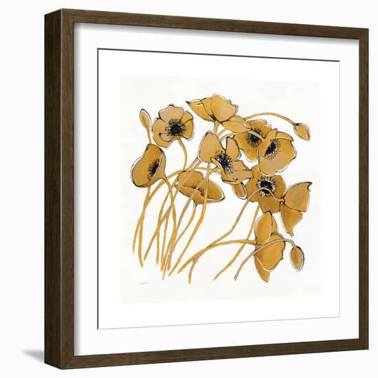 Gold Black Line Poppies II-Shirley Novak-Framed Art Print