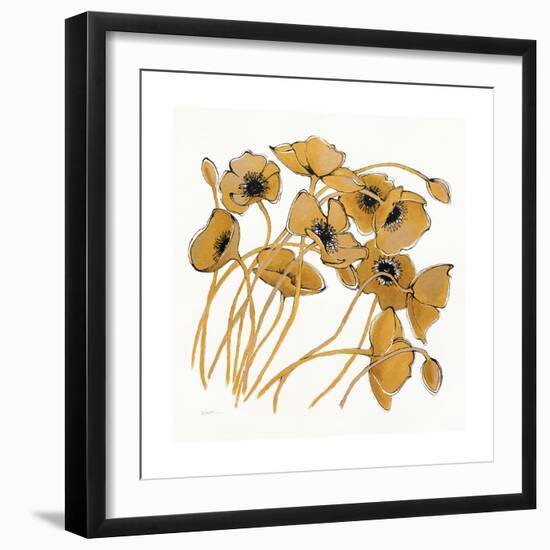 Gold Black Line Poppies II-Shirley Novak-Framed Art Print