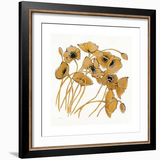 Gold Black Line Poppies II-Shirley Novak-Framed Art Print