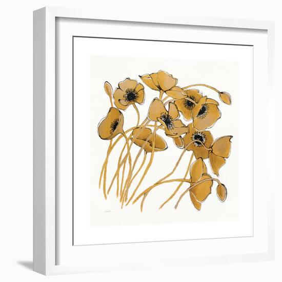 Gold Black Line Poppies II-Shirley Novak-Framed Art Print