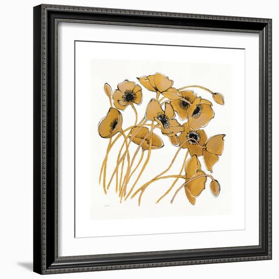 Gold Black Line Poppies II-Shirley Novak-Framed Art Print