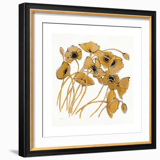 Gold Black Line Poppies II-Shirley Novak-Framed Art Print