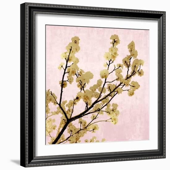 Gold Blossoms on Pink II-Kate Bennett-Framed Art Print