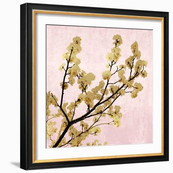 Gold Blossoms on Pink II-Kate Bennett-Framed Art Print