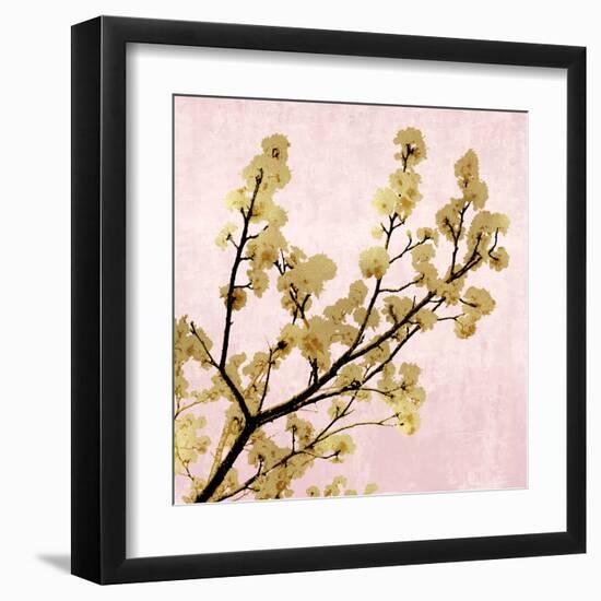 Gold Blossoms on Pink II-Kate Bennett-Framed Art Print