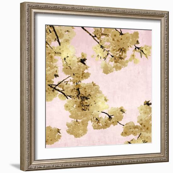 Gold Blossoms on Pink III-Kate Bennett-Framed Art Print