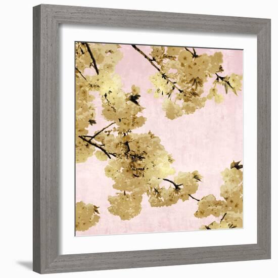 Gold Blossoms on Pink III-Kate Bennett-Framed Art Print