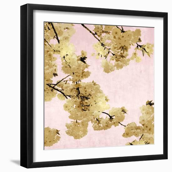 Gold Blossoms on Pink III-Kate Bennett-Framed Art Print