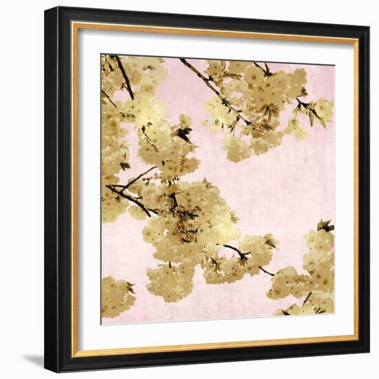 Gold Blossoms on Pink III-Kate Bennett-Framed Art Print